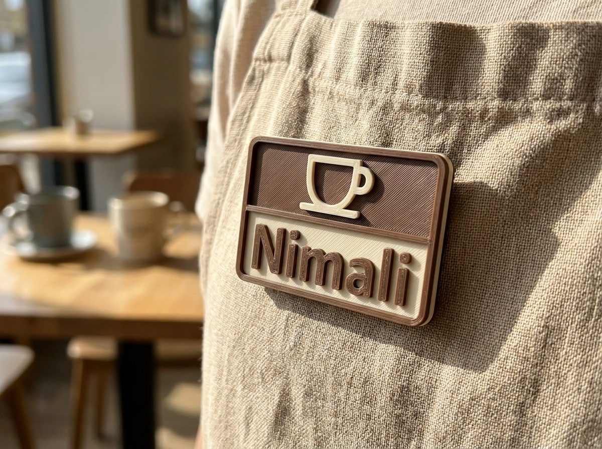 Magnetic staff name badge